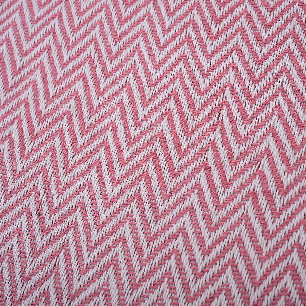 Homesmart Cotton Chevron Throw Blanket (Size 130 x160 cm) - Light pink & Grey