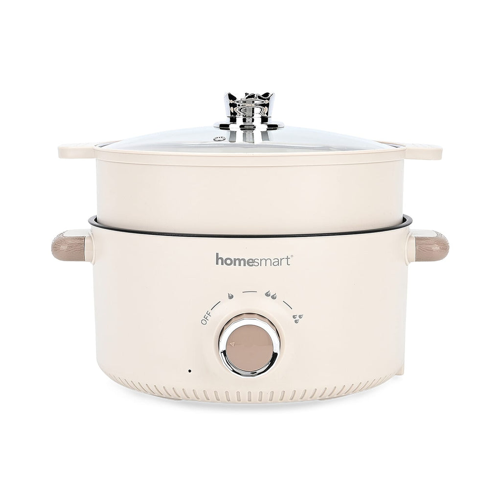 THE ONE POT - Electric Cooking Pot with Steamer - 1000W Non-Stick Multi-Cooker (3.2L) - Beige