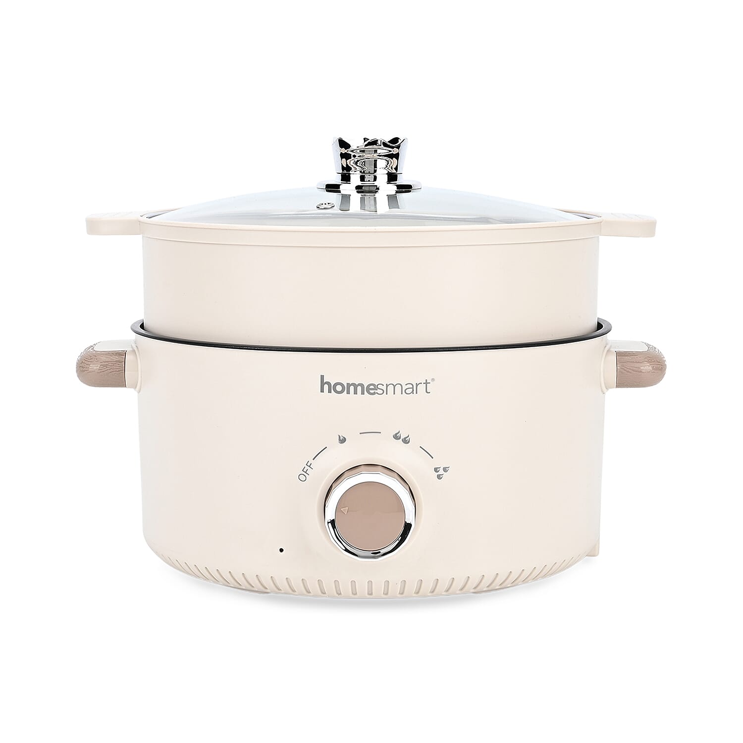 THE ONE POT - Electric Cooking Pot with Steamer - 1000W Non-Stick Multi-Cooker (3.2L) - Beige