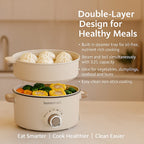 THE ONE POT - Electric Cooking Pot with Steamer - 1000W Non-Stick Multi-Cooker (3.2L) - Beige