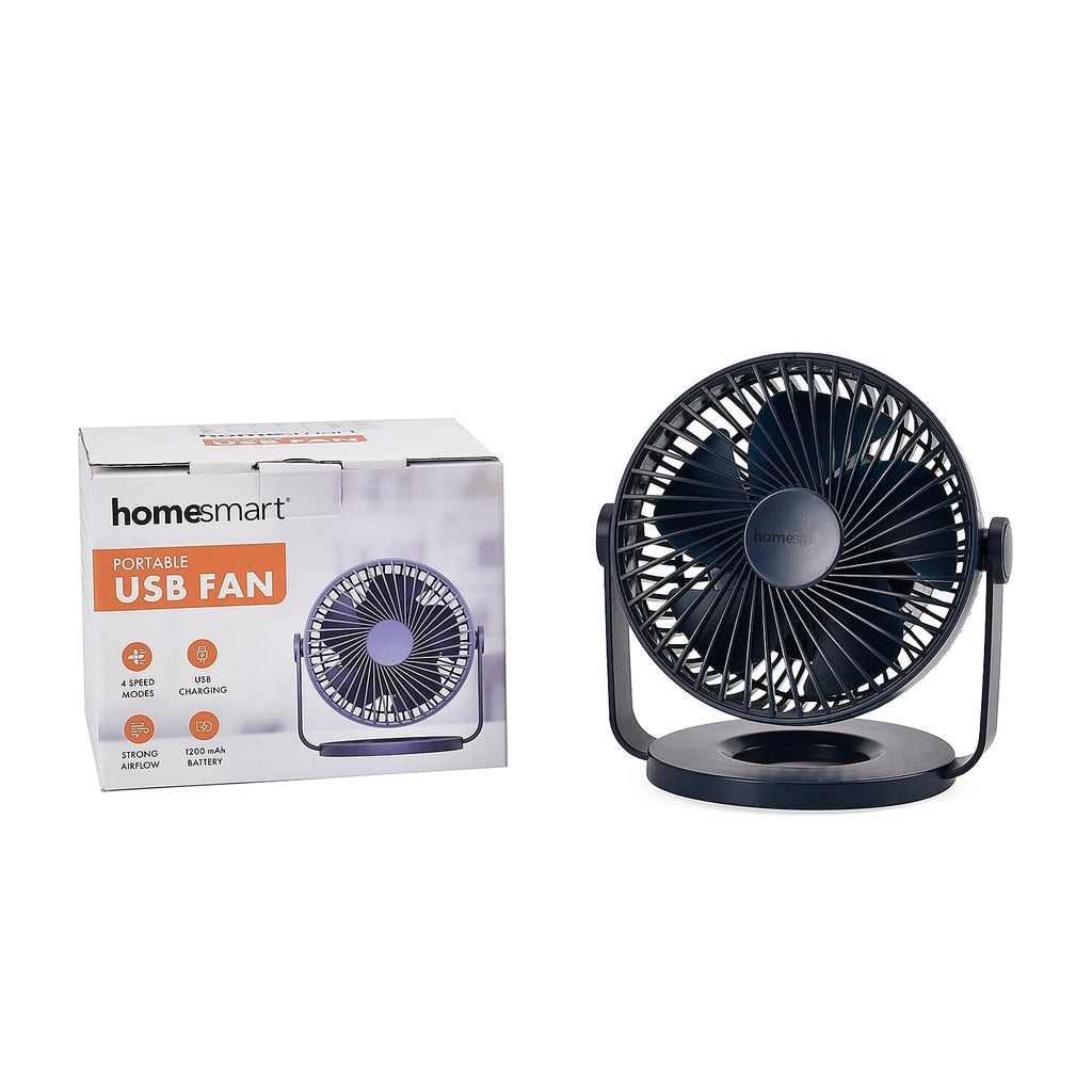 Homesmart Portable USB Table Fan with 1200mAh Battery - Dark Blue