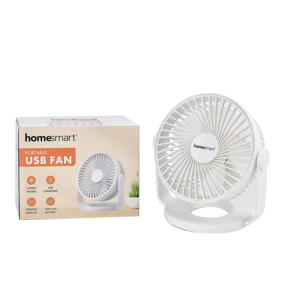 Homesmart Portable USB Table Fan with 1200mAh Battery - White