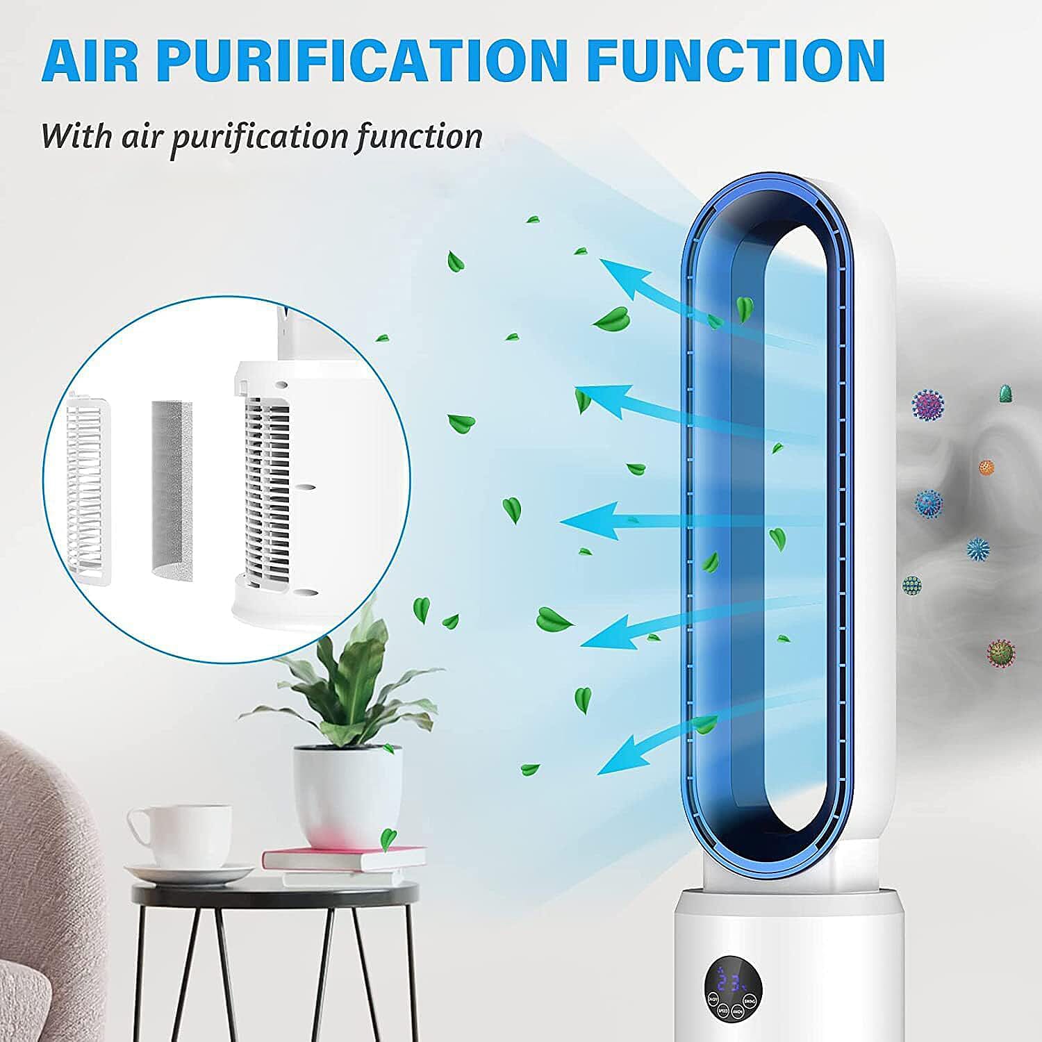 Homesmart 3 Wind Speeds Bladeless Fan with Remote Control (Power 55W) - Blue & White