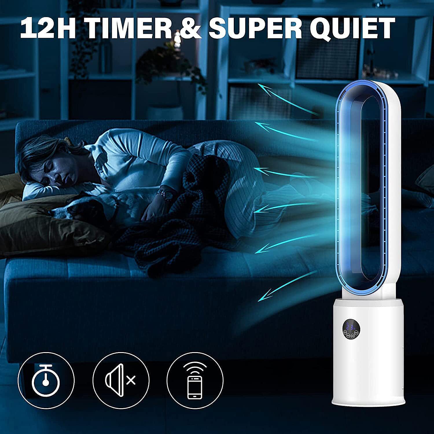 Homesmart 3 Wind Speeds Bladeless Fan with Remote Control (Power 55W) - Blue & White