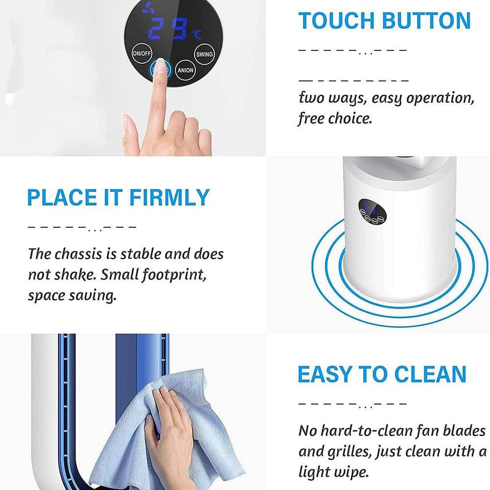 Homesmart 3 Wind Speeds Bladeless Fan with Remote Control (Power 55W) - Blue & White