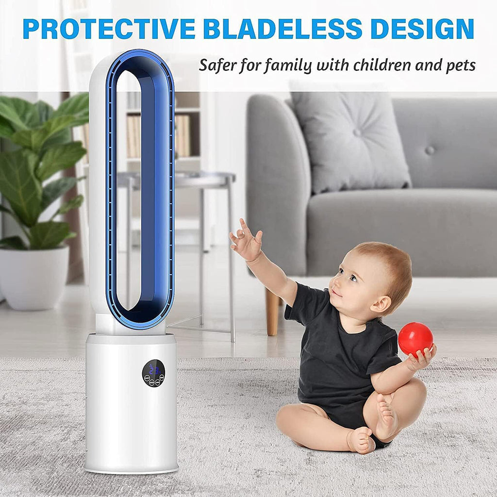Homesmart 3 Wind Speeds Bladeless Fan with Remote Control (Power 55W) - Blue & White