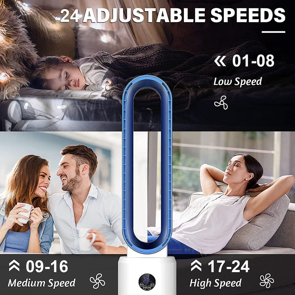 Homesmart 3 Wind Speeds Bladeless Fan with Remote Control (Power 55W) - Blue & White
