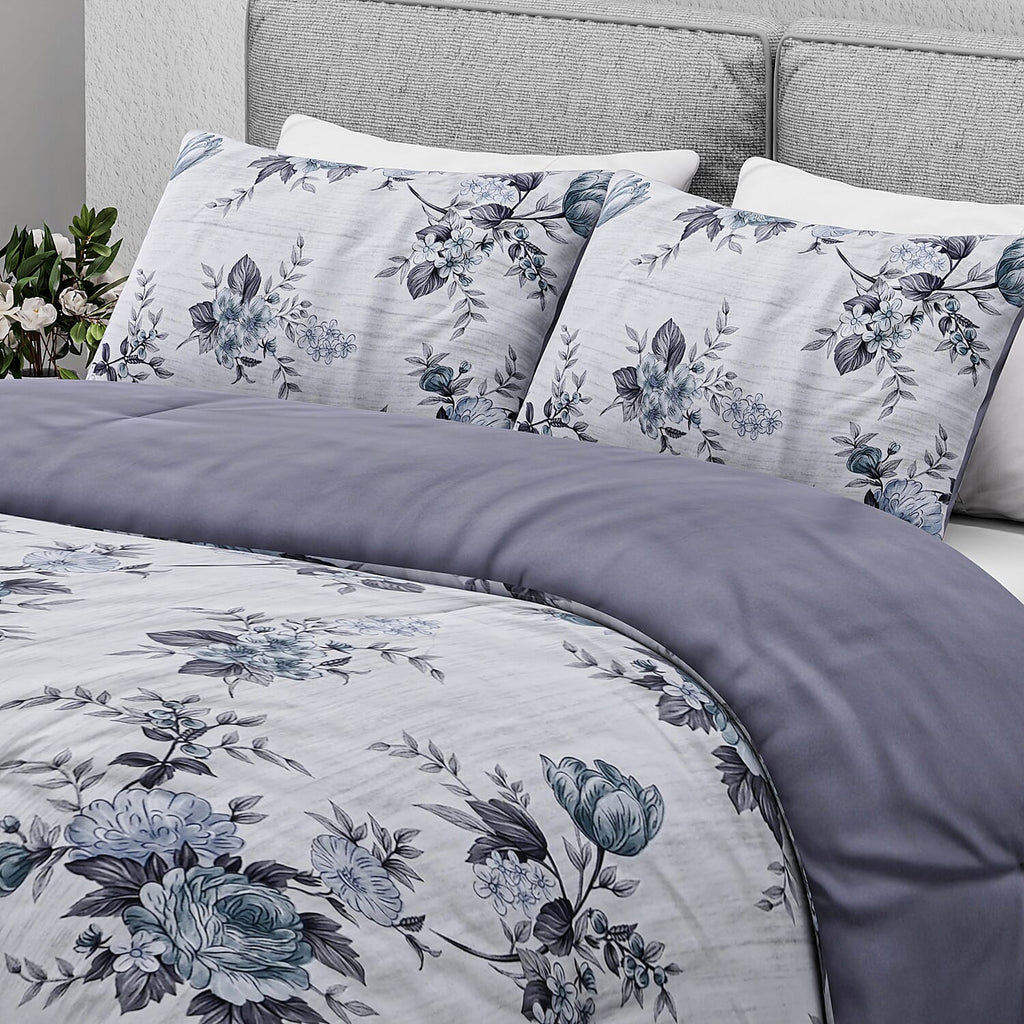 Boutique Bedding Collection - Lightweight Flower Design Comforter With 2 Pillowcases (Size Double)