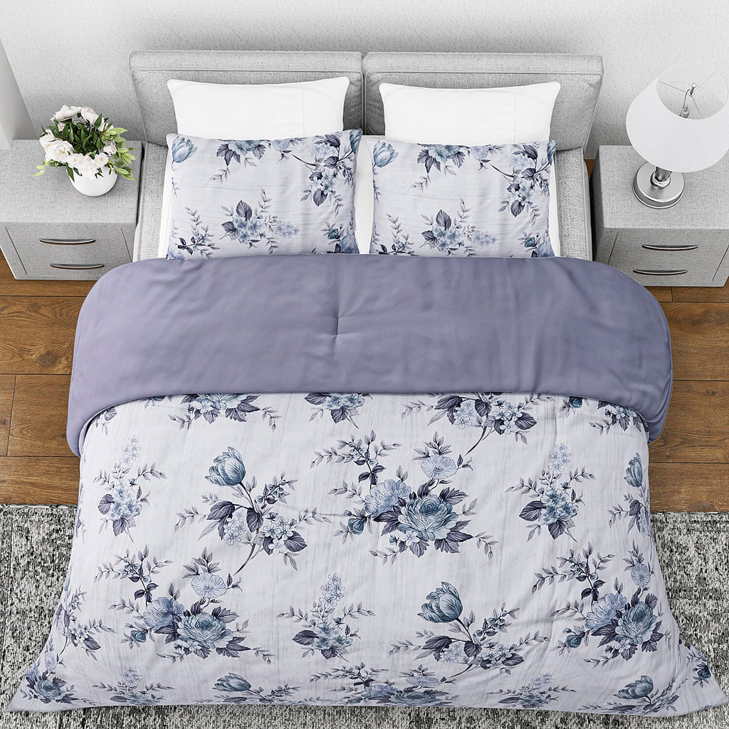 Boutique Bedding Collection - Lightweight Flower Design Comforter With 2 Pillowcases (Size Double)