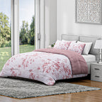 Boutique Bedding Collection - Lightweight Red Flower Design Comforter With 2 Pillowcases (Size King)