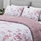 Boutique Bedding Collection - Lightweight Red Flower Design Comforter With 2 Pillowcases (Size King)