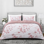 Boutique Bedding Collection - Lightweight Red Flower Design Comforter With 2 Pillowcases (Size King)