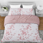 Boutique Bedding Collection - Lightweight Red Flower Design Comforter With 2 Pillowcases (Size King)