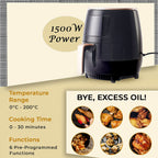 Homesmart Air Fryer 4.5L (1400W) - Air Fry, Roast, Bake, Reheat - Uses little to no oil, - Black (34x30cm)