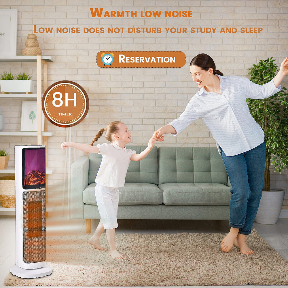 Lowest Ever Buy Opportunity - Energy Efficient Ceramic Heater With Fireplace, Remote Control- Heats upto 45 degrees With Safety Tip-Over Feature - 1400W-2000W