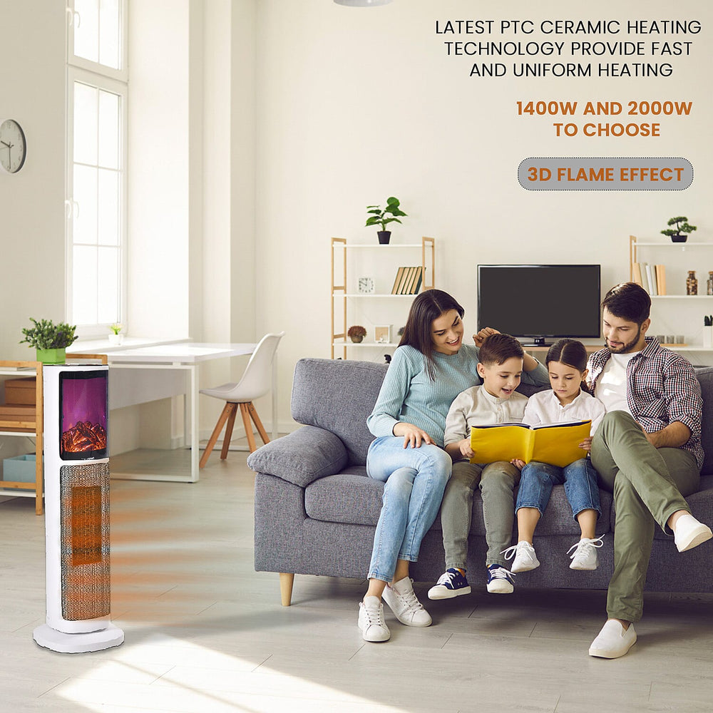 Lowest Ever Buy Opportunity - Energy Efficient Ceramic Heater With Fireplace, Remote Control- Heats upto 45 degrees With Safety Tip-Over Feature - 1400W-2000W