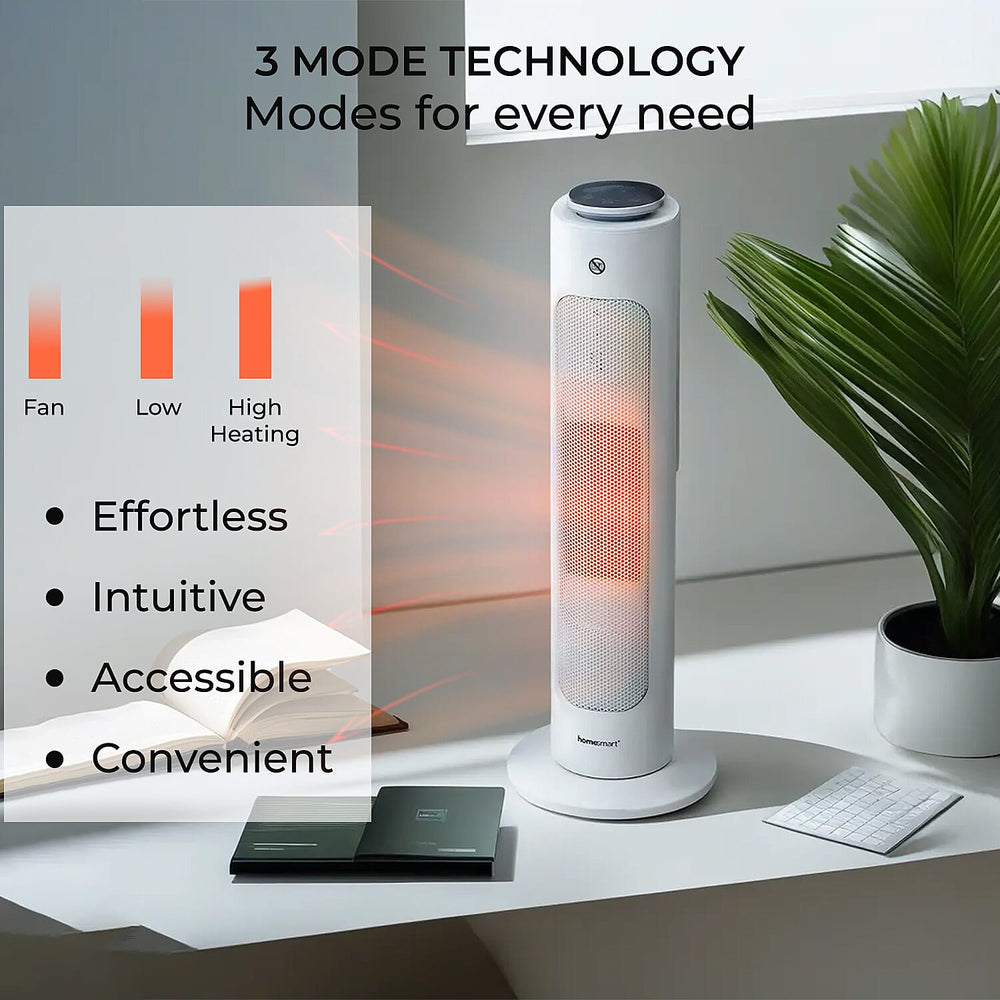 Homesmart Portable Remote Control Heater with 3 Mode Technology and 60 Degree Wide Angle Swing (1300-2000W) With Ambient Light