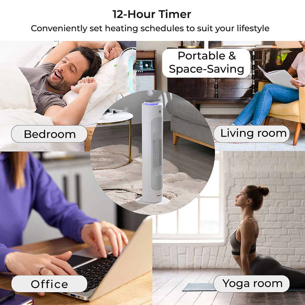 Homesmart Portable Remote Control Heater with 3 Mode Technology and 60 Degree Wide Angle Swing (1300-2000W) With Ambient Light