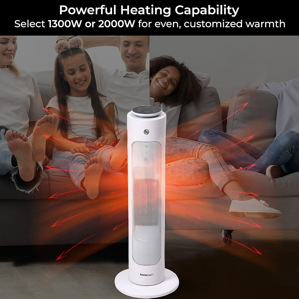 Homesmart Portable Remote Control Heater with 3 Mode Technology and 60 Degree Wide Angle Swing (1300-2000W) With Ambient Light