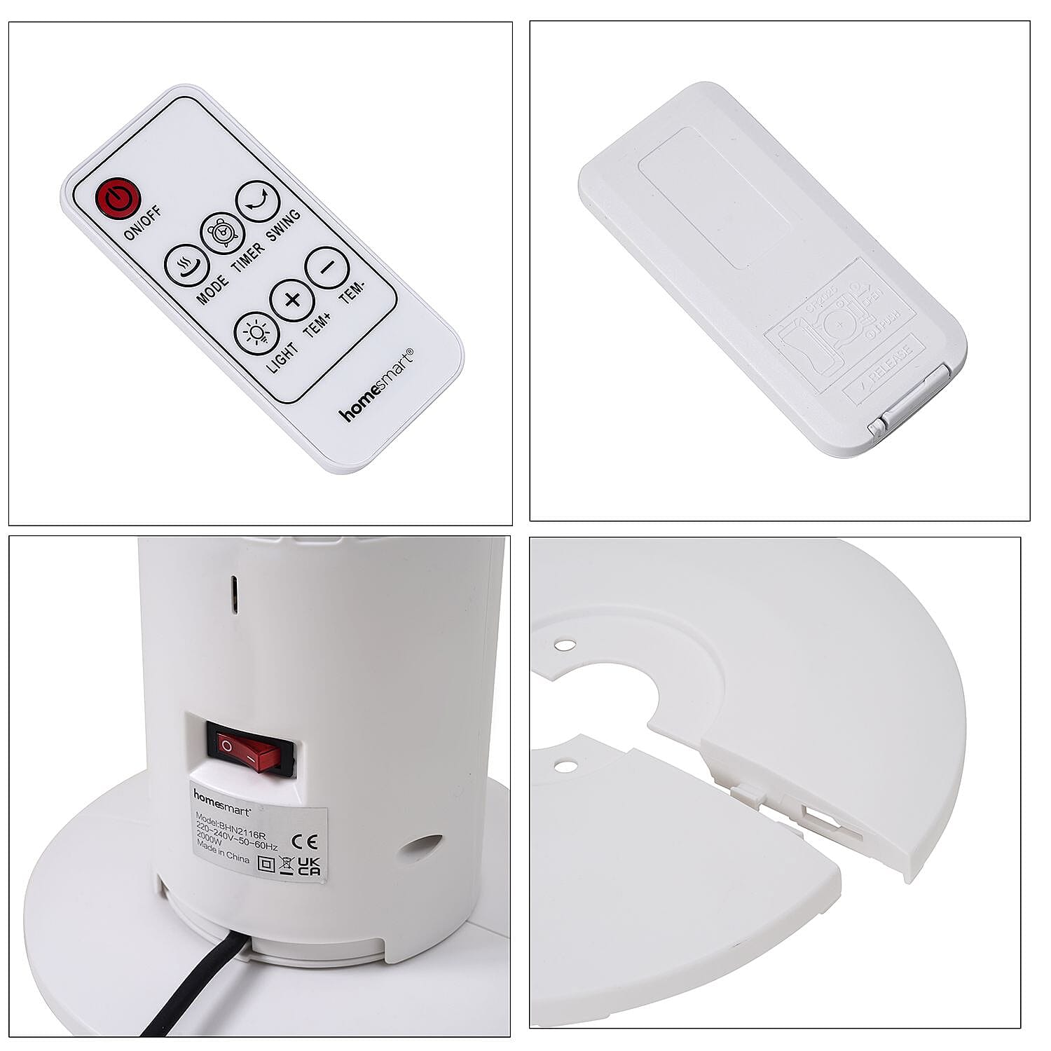 Homesmart Portable Remote Control Heater with 3 Mode Technology and 60 Degree Wide Angle Swing (1300-2000W) With Ambient Light
