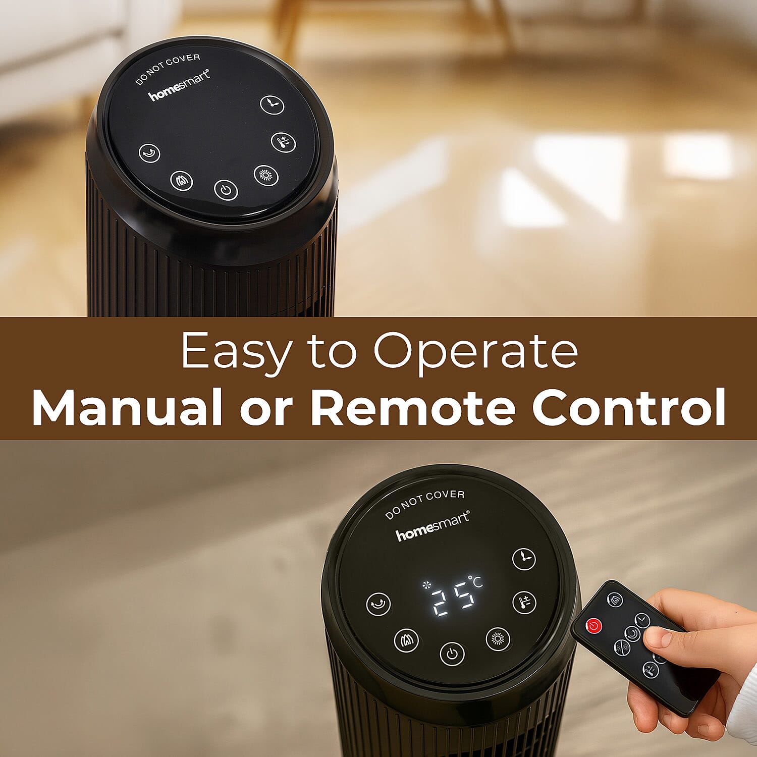 Homesmart PTC Heater with 2 Heat Settings - Remote (2000W) - Black