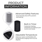 2 in 1 Fan Heater, Adjustable 15-40 Degrees, Timer, Overheat - Tip Over Protection with Remote