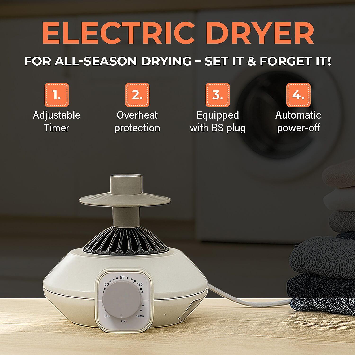 Homesmart Electric Clothes Dryer (Size 36x155 cm) - White