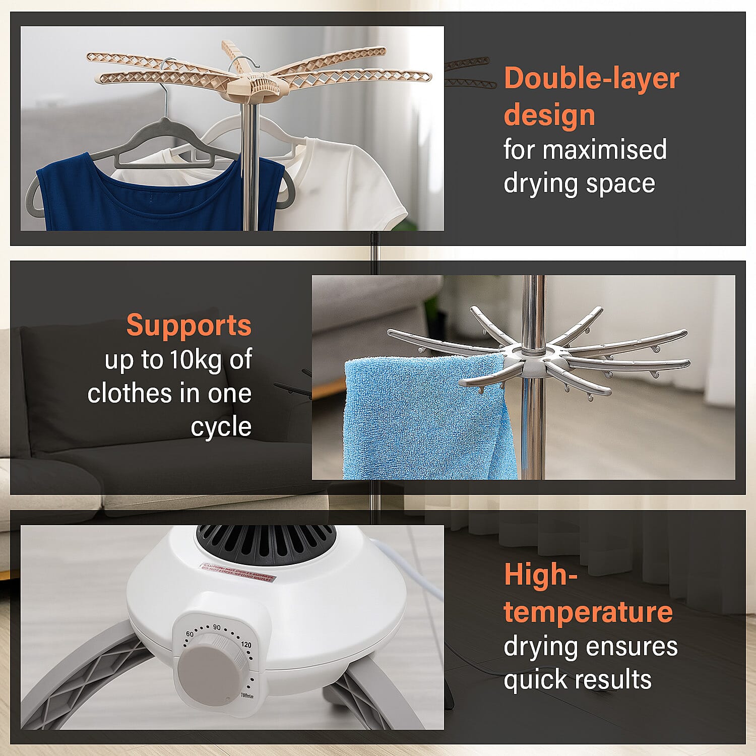 Homesmart Electric Clothes Dryer (Size 36x155 cm) - White