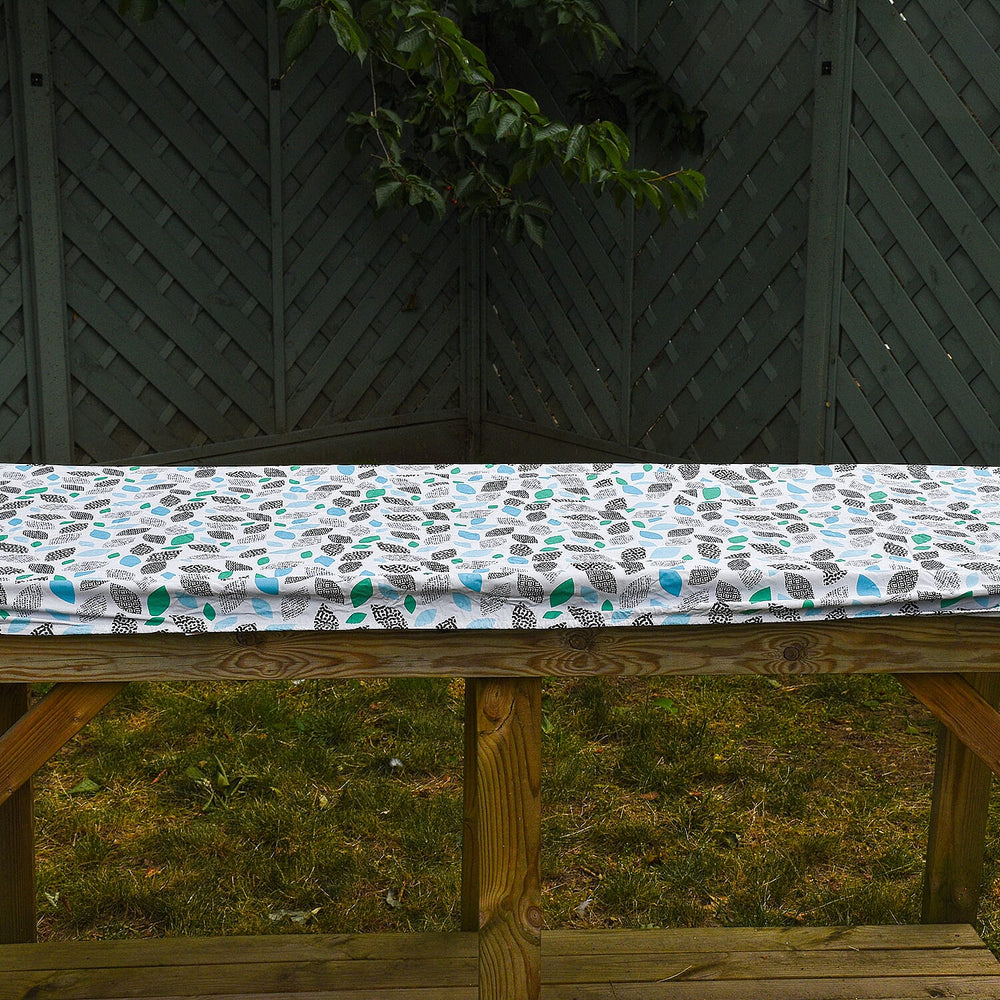 Homesmart Leaves Pattern Rectangle Table Cloth (Size 193x86 cm) - White and Multi