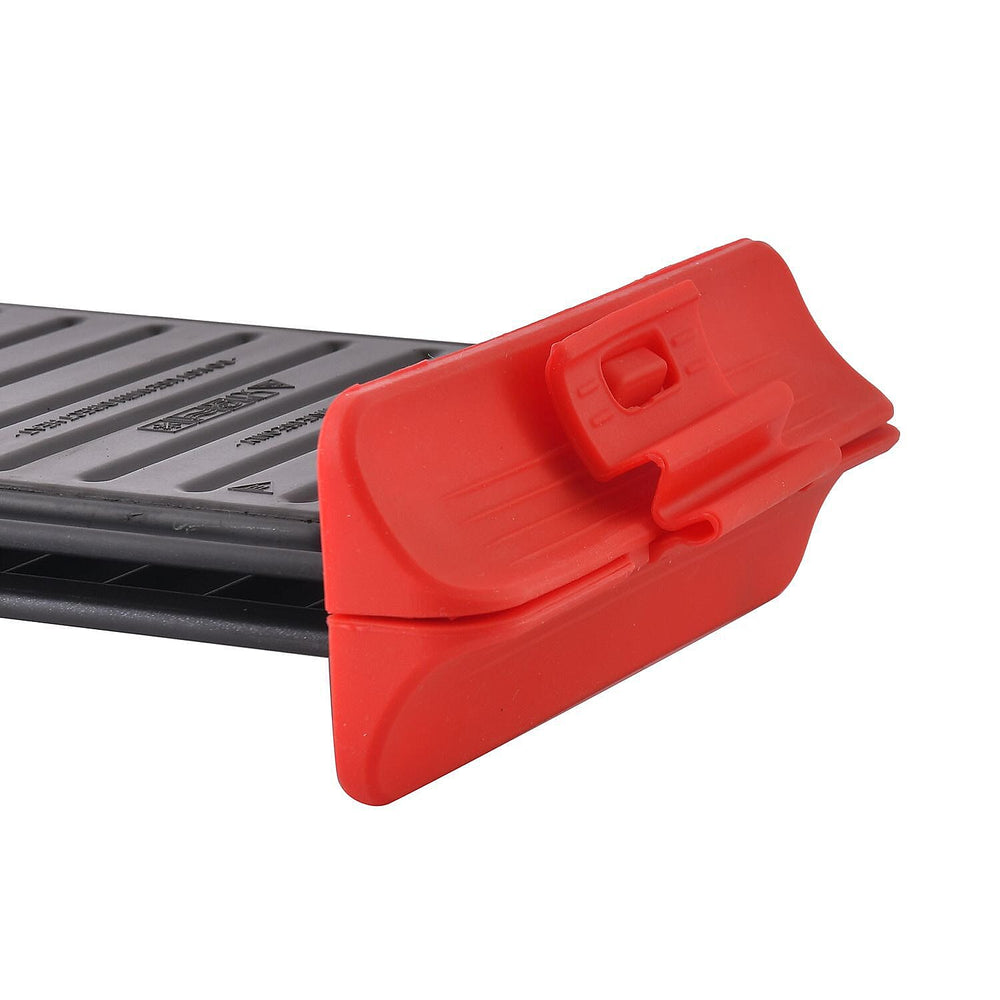 Microwave Long Steel Grill - 2 Plates - Browns, Grills, Crisps, Sizzles - Meals in Minutes (Size 22x14 cm) - Black & Red