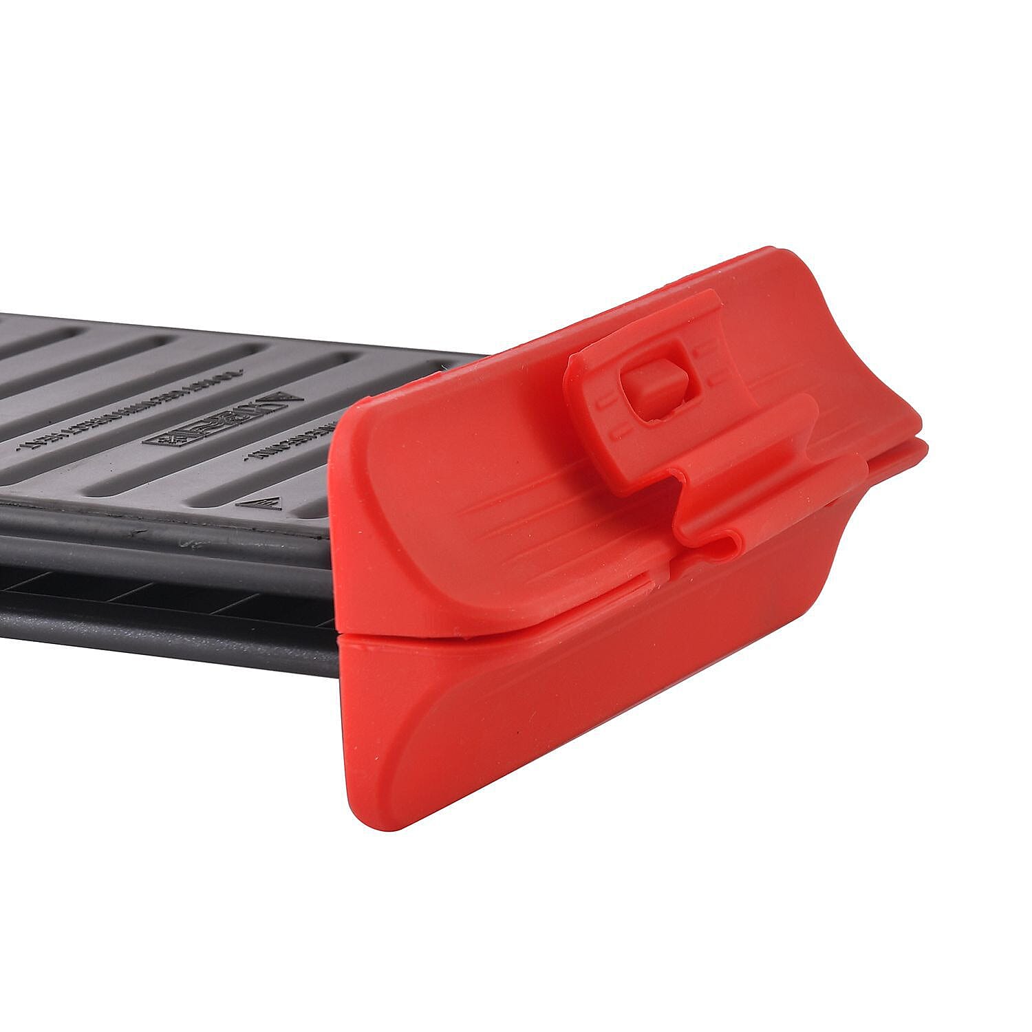 Microwave Long Steel Grill - 2 Plates - Browns, Grills, Crisps, Sizzles - Meals in Minutes (Size 22x14 cm) - Black & Red