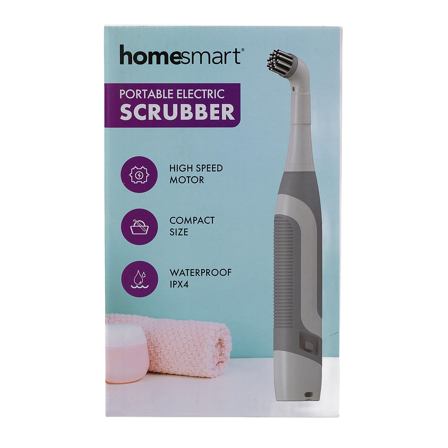 Homesmart Multi-Purpose Electric Scrubber with 5 Different Brush Heads (4 x AA Battery Not Inc.) - Grey