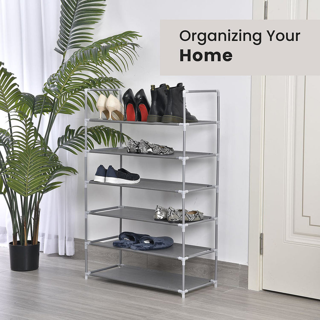 Homesmart Multipurpose 6 Layer Shoe Rack (Size 100x65x29 Cm) - Grey