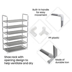 Homesmart Multipurpose 6 Layer Shoe Rack (Size 100x65x29 Cm) - Grey