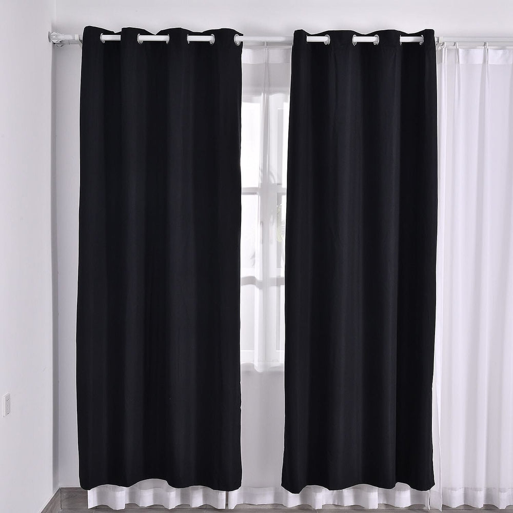 MONEY SAVER- Set of 2 - Homesmart UV Protected Heat Retaining Thermal, Blackout Curtains with Metal Eyelets (Size 240x132 Cm - 94.4 x 51.9 inches) - Black