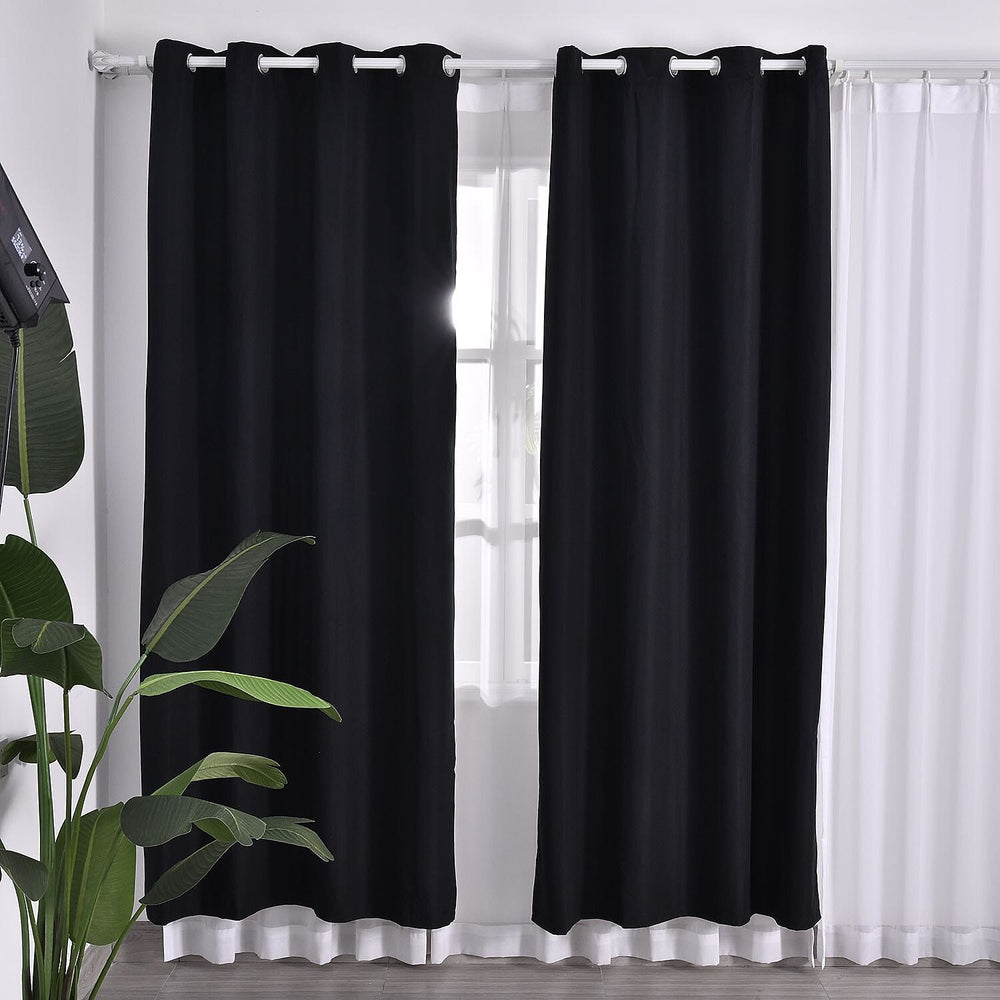 MONEY SAVER- Set of 2 - Homesmart UV Protected Heat Retaining Thermal, Blackout Curtains with Metal Eyelets (Size 240x132 Cm - 94.4 x 51.9 inches) - Black