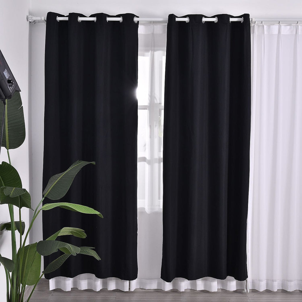 MONEY SAVER- Set of 2 - Homesmart UV Protected Heat Retaining Thermal, Blackout Curtains with Metal Eyelets (Size 240x132 Cm - 94.4 x 51.9 inches) - Black