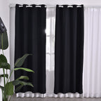 MONEY SAVER- Set of 2 - Homesmart UV Protected Heat Retaining Thermal, Blackout Curtains with Metal Eyelets (Size 240x132 Cm - 94.4 x 51.9 inches) - Black