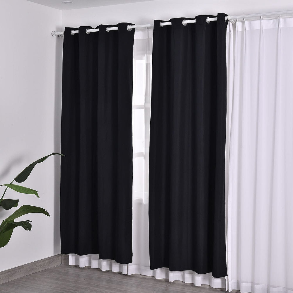 MONEY SAVER- Set of 2 - Homesmart UV Protected Heat Retaining Thermal, Blackout Curtains with Metal Eyelets (Size 240x132 Cm - 94.4 x 51.9 inches) - Black