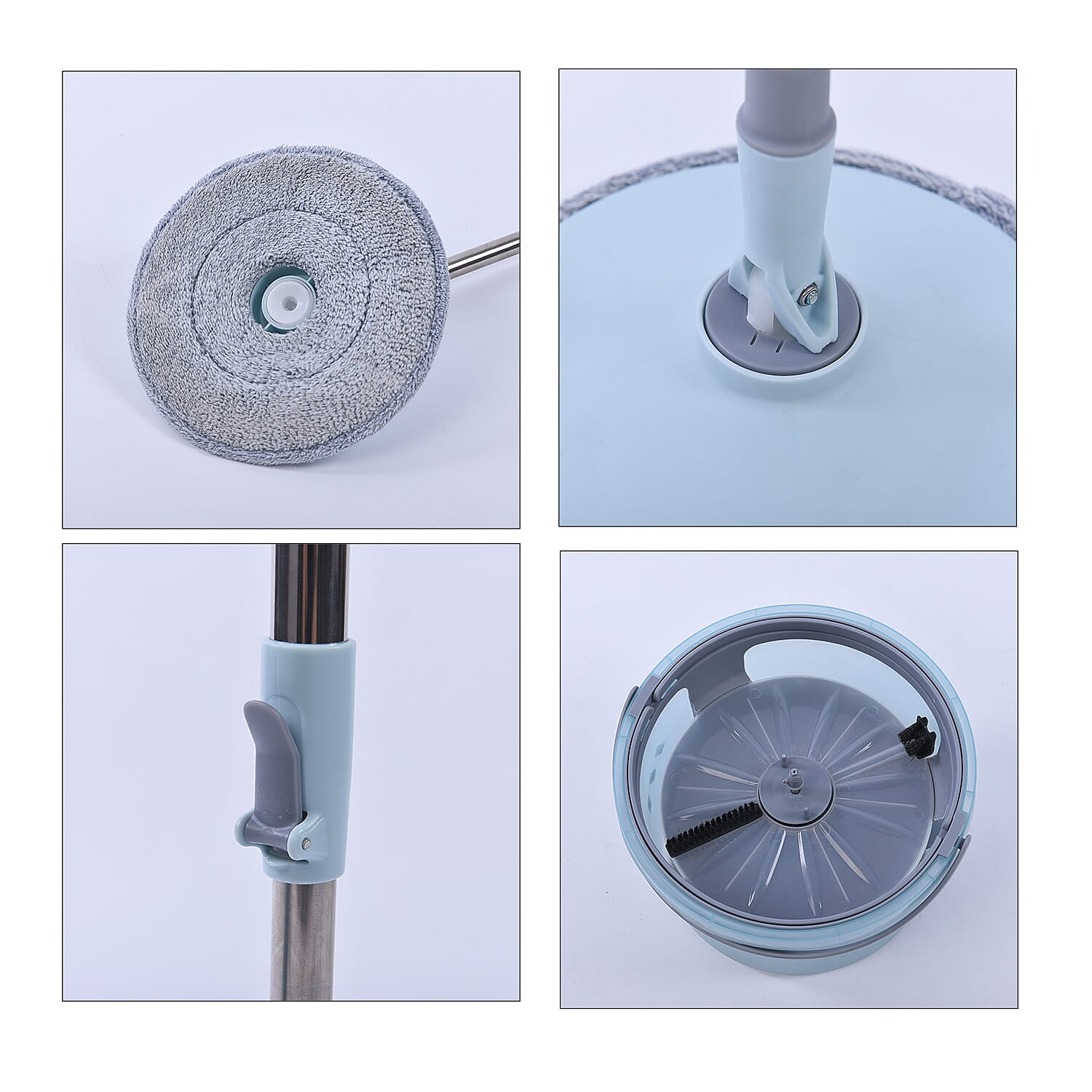 HOMESMART Revolutionary Spin Cyclone Separator Mop Set with 2 Pcs Mop Cloth (Size 132x24 cm) - Light Blue