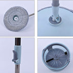 HOMESMART Revolutionary Spin Cyclone Separator Mop Set with 2 Pcs Mop Cloth (Size 132x24 cm) - Light Blue