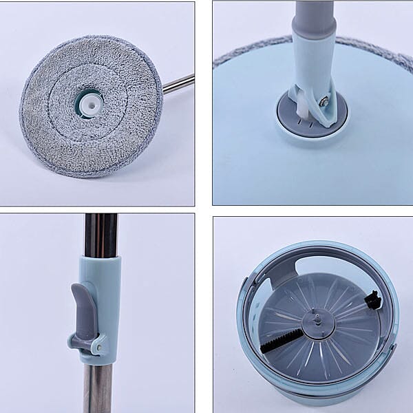 HOMESMART Revolutionary Spin Cyclone Separator Mop Set with 2 Pcs Mop Cloth (Size 132x24 cm) - Light Blue