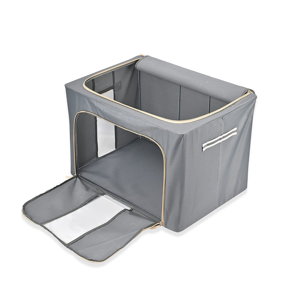 Spring Clean - Super Tidy Storage Box with Metal Frame - 100L  (Size 60x42x40 cm) - Grey