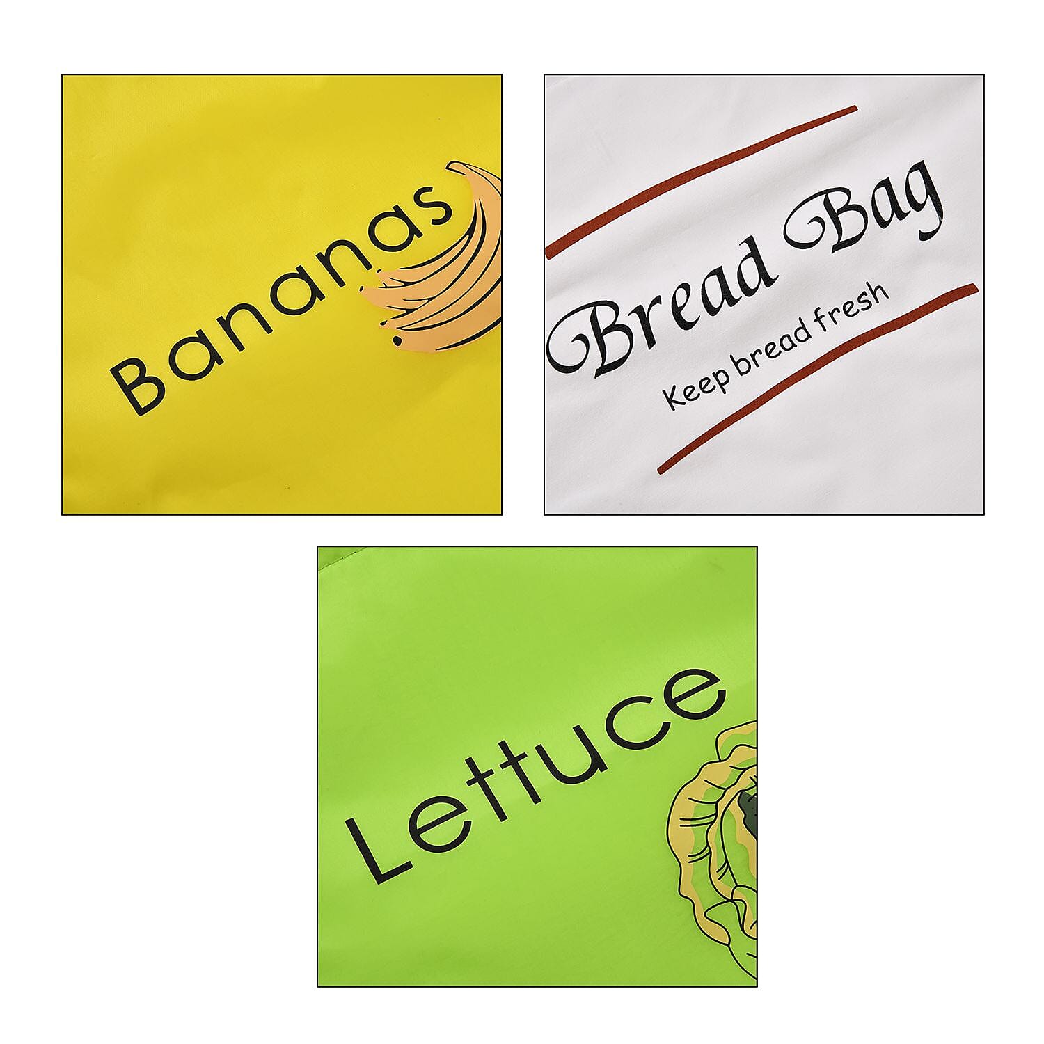 Homesmart Set of 3 Fresh Tie and Bread Bags - Green, Yellow - White