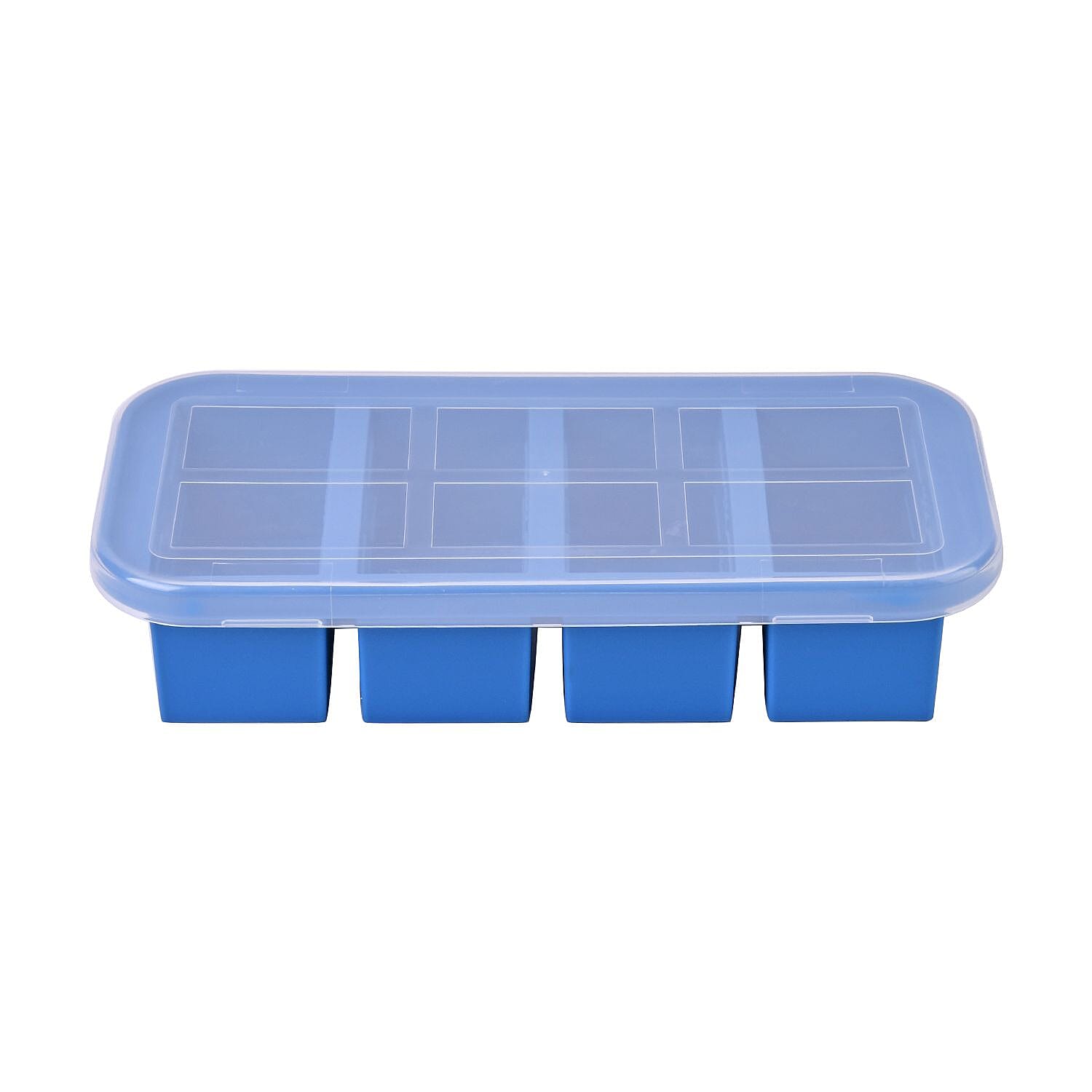 Set of 2 Homesmart 100% Food Grade Silicone Reusable Freezer Tray with Lid (Size 29x14x6 cm) - Blue