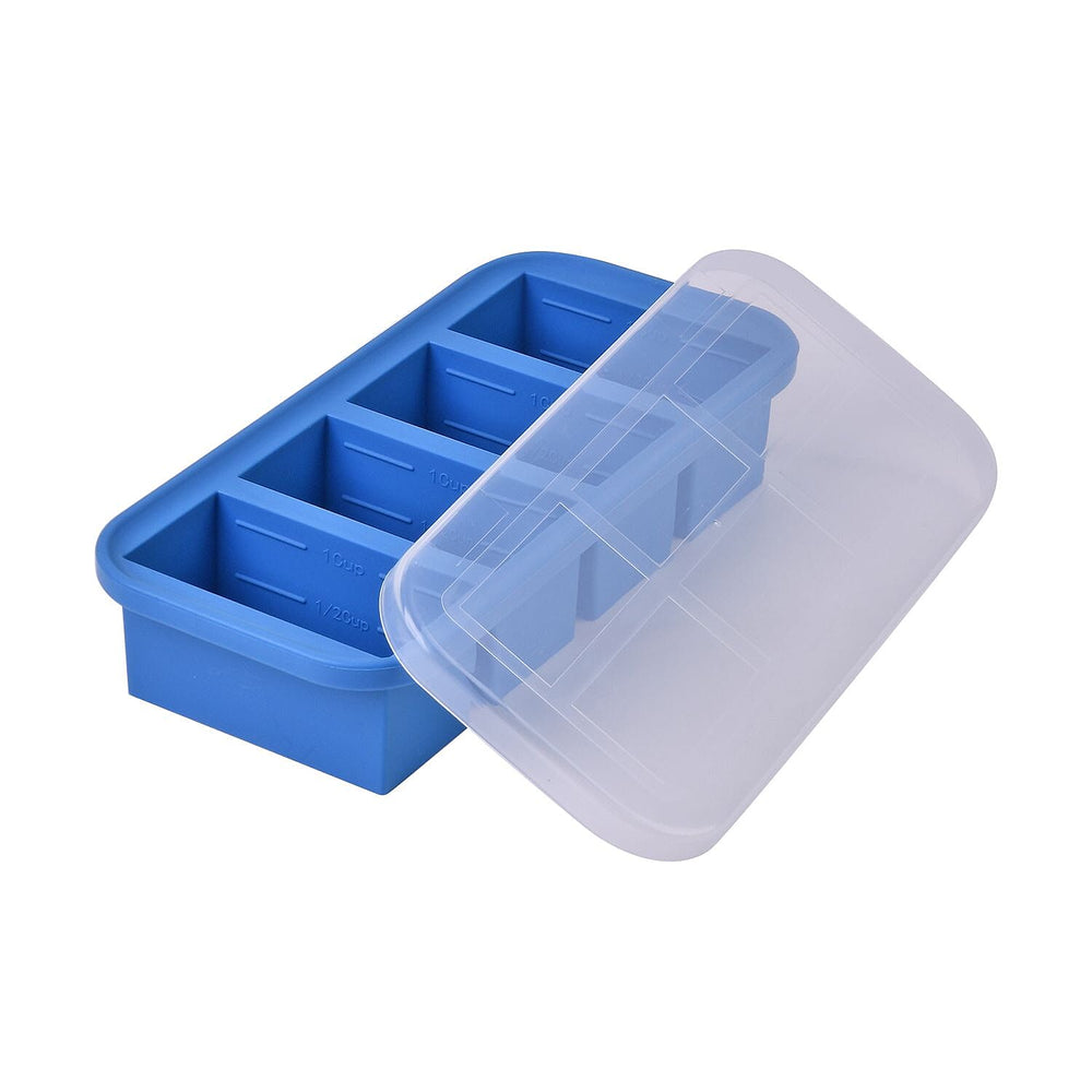 Set of 2 Homesmart 100% Food Grade Silicone Reusable Freezer Tray with Lid (Size 29x14x6 cm) - Blue