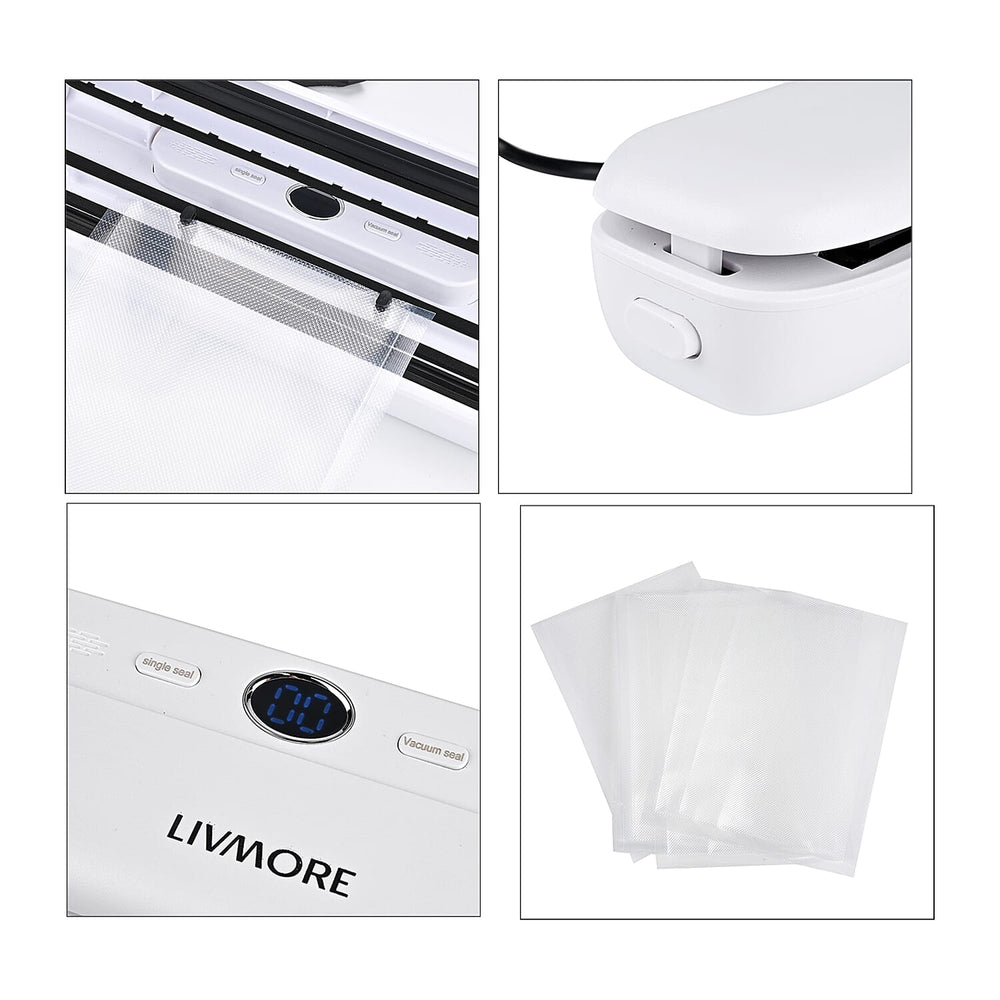 MONEY SAVER - Vacuum Sealer - Vacuum Bags - Keep Food Fresh for Longer 28cm Seal - White & White