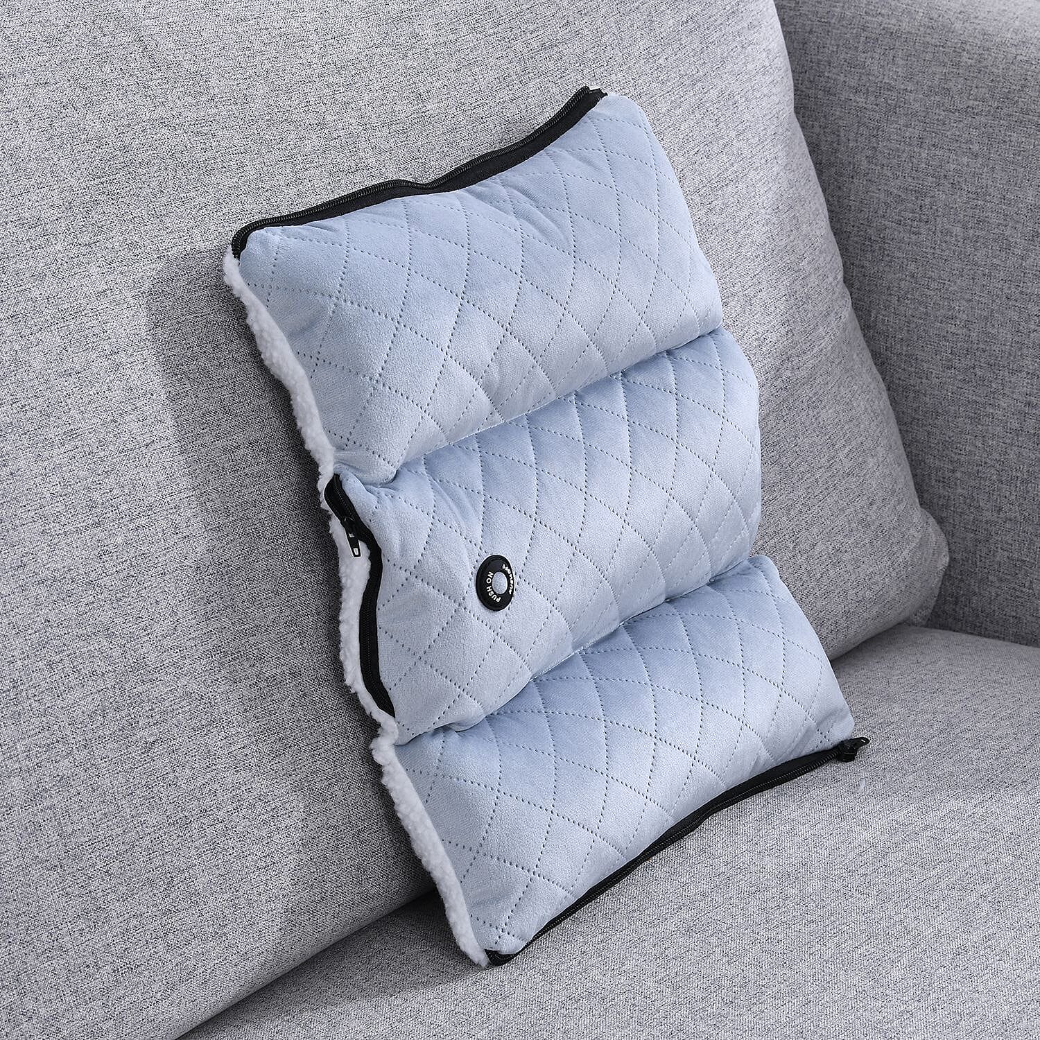 Homesmart 2 in 1 Vibrating Massage Foldable Pillow (Size 38x33x6 Cm) - Grey - Requires 2 AA Batteries (Not Included)