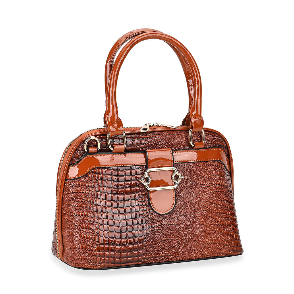 Hong Kong CloseOut-Stylish Lizard Embossed Crossbody Bag (Size 29x13x21 cm) - Brown