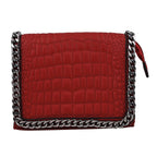 Hong Kong Closeout - Chain Trim Crossbody Handbag with Shoulder Strap - Burgundy